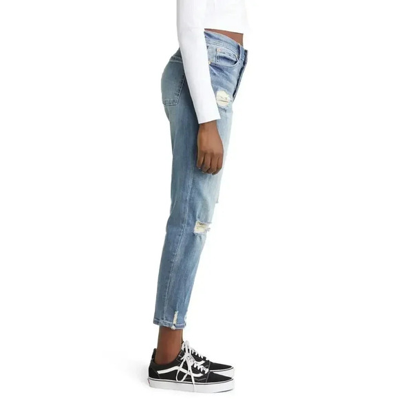 STS Blue Christy Crop Tapered Jeans Distressed High Rise Medium Wash Size 29 - Picture 2 of 10